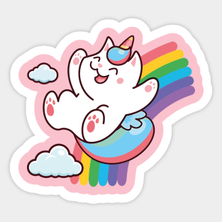 Magical Kittycorn Sliding on a Rainbow: Embrace the Whimsy and Joy Sticker